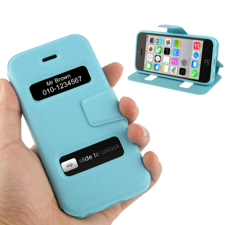 Pebble Texture Leather Case with Call Display ID & Holder for iPhone 5C