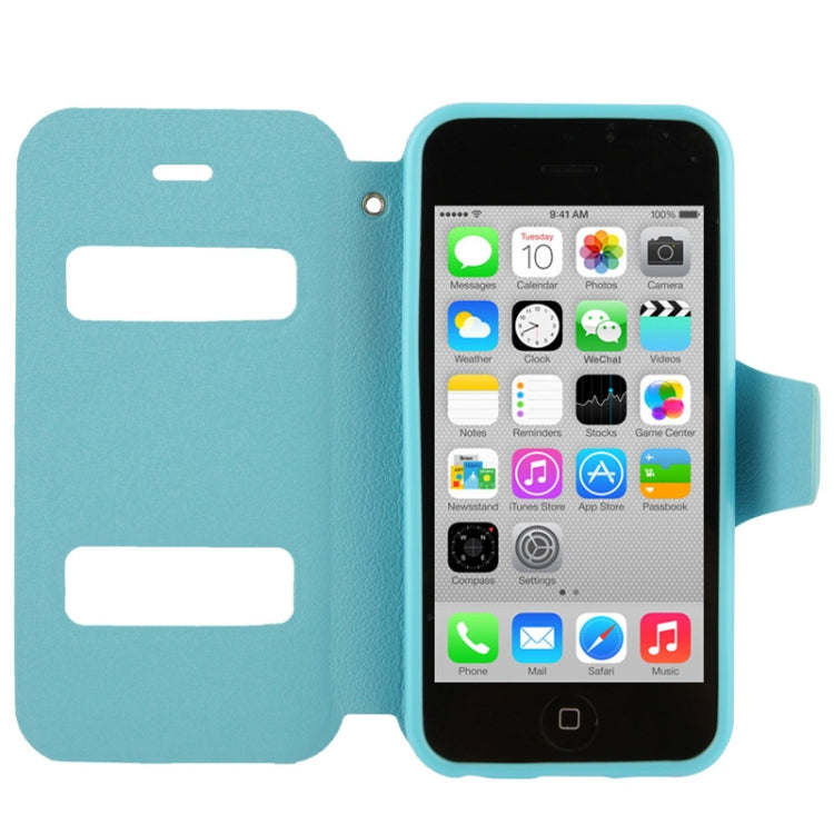 Pebble Texture Leather Case with Call Display ID & Holder for iPhone 5C