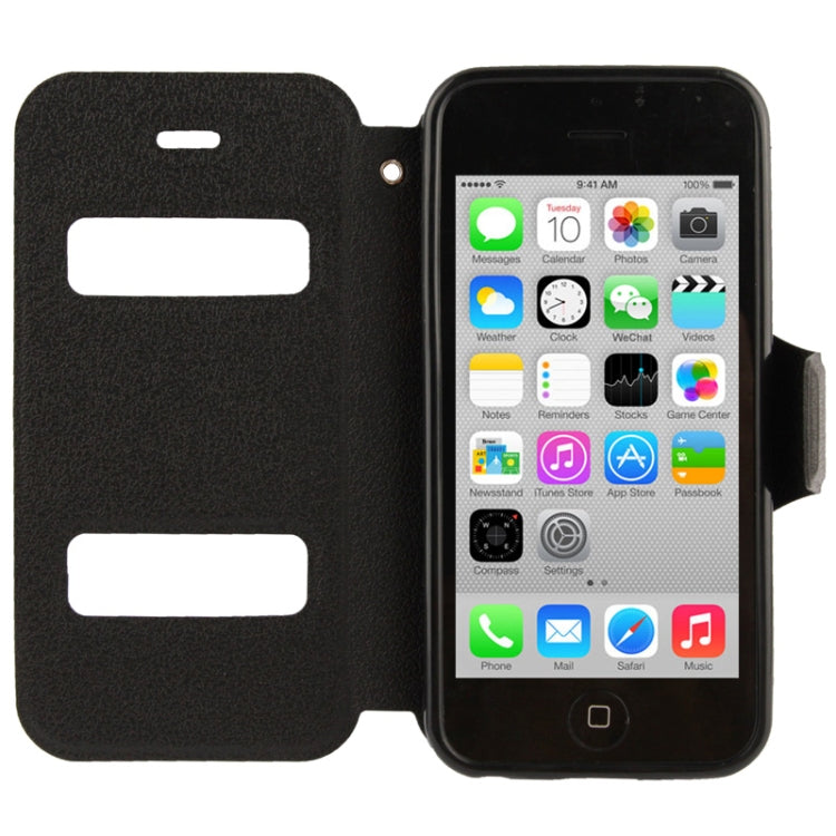 Pebble Texture Leather Case with Call Display ID & Holder for iPhone 5C