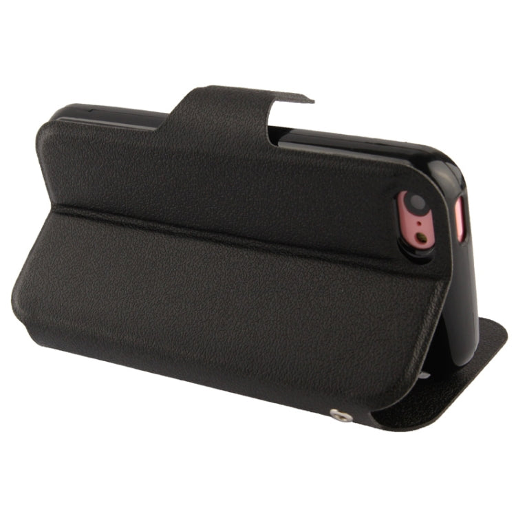 Pebble Texture Leather Case with Call Display ID & Holder for iPhone 5C