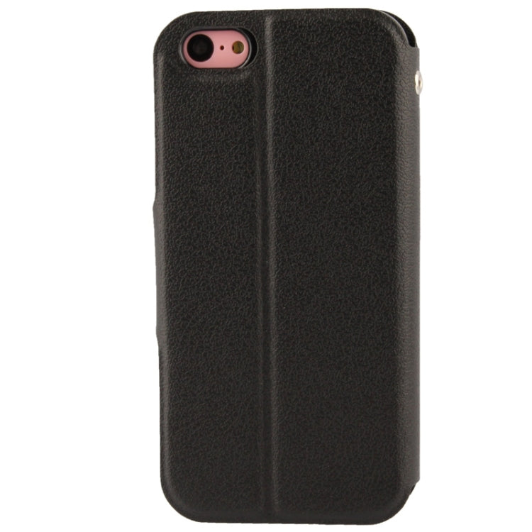 Pebble Texture Leather Case with Call Display ID & Holder for iPhone 5C