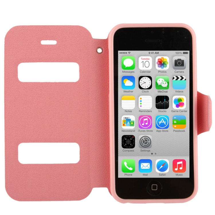 Pebble Texture Leather Case with Call Display ID & Holder for iPhone 5C