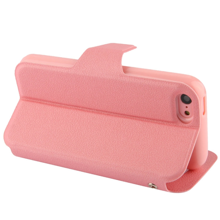 Pebble Texture Leather Case with Call Display ID & Holder for iPhone 5C