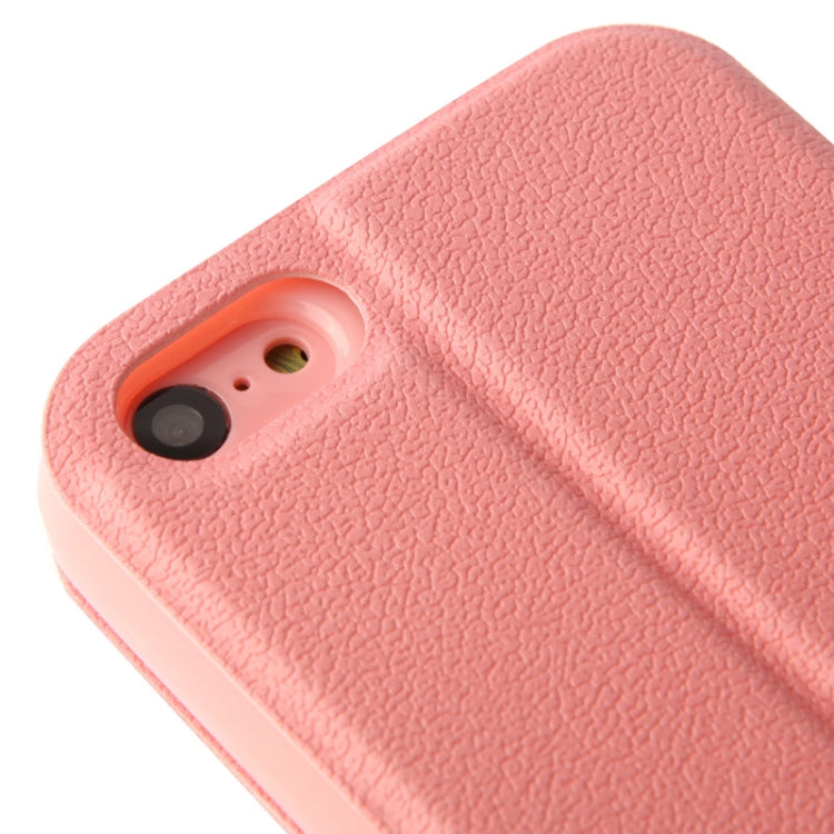 Pebble Texture Leather Case with Call Display ID & Holder for iPhone 5C
