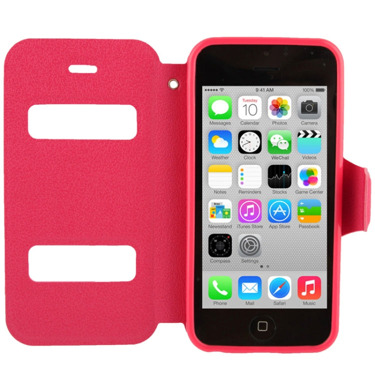 Pebble Texture Leather Case with Call Display ID & Holder for iPhone 5C