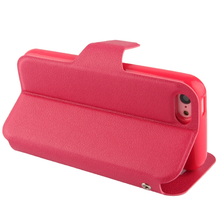 Pebble Texture Leather Case with Call Display ID & Holder for iPhone 5C