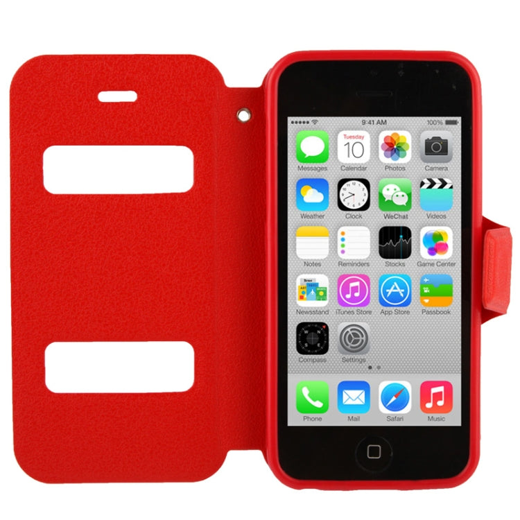 Pebble Texture Leather Case with Call Display ID & Holder for iPhone 5C