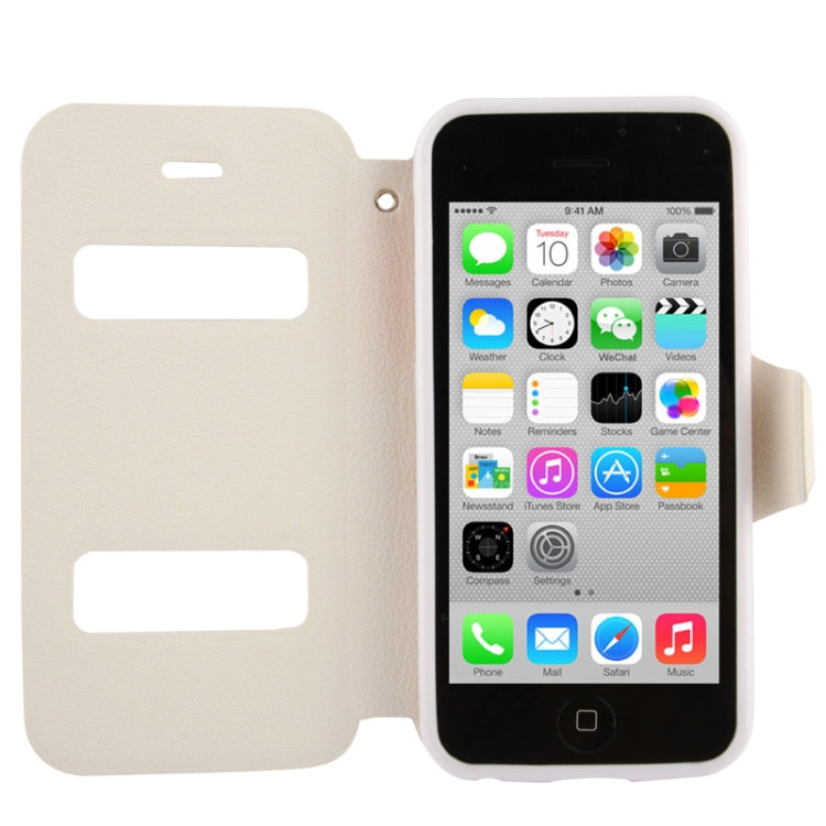Pebble Texture Leather Case with Call Display ID & Holder for iPhone 5C