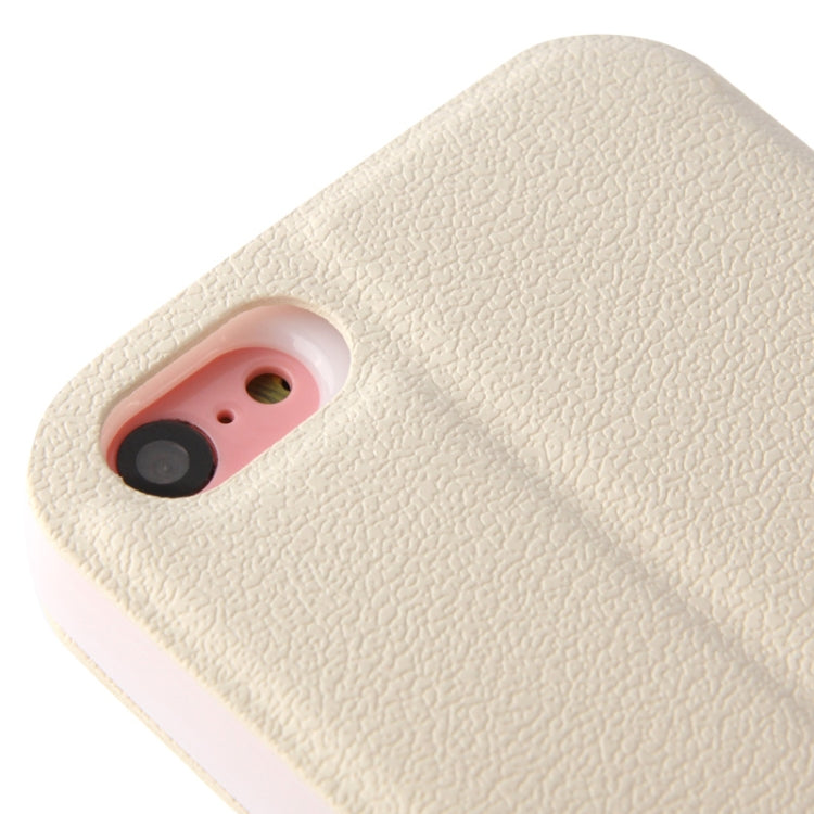 Pebble Texture Leather Case with Call Display ID & Holder for iPhone 5C