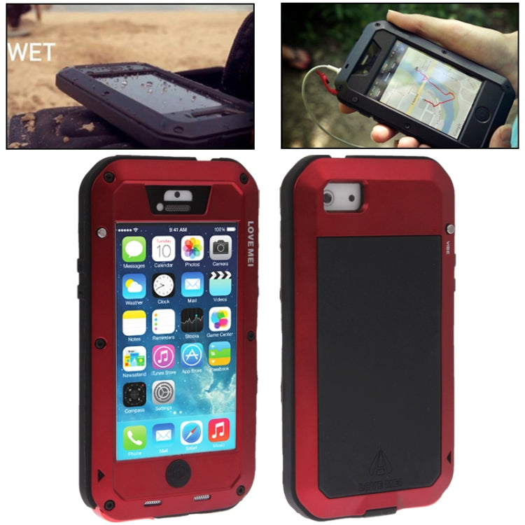 Metal Ultra-thin Rain Resistant / Waterproof, Sandproof, Snowproof, Dirtproof Protective Case for iPhone 5C(Red)