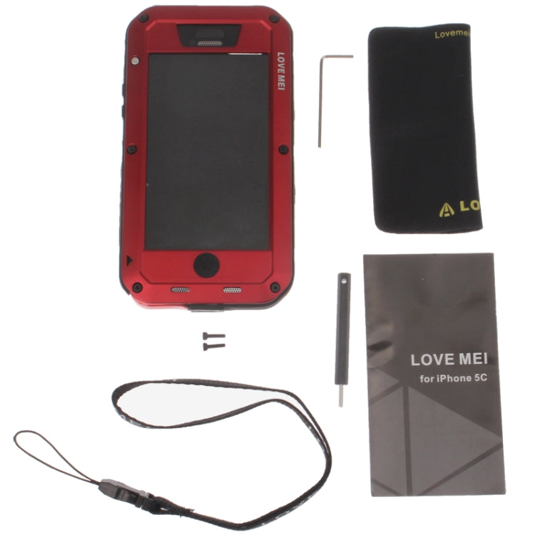 Metal Ultra-thin Rain Resistant / Waterproof, Sandproof, Snowproof, Dirtproof Protective Case for iPhone 5C(Red)