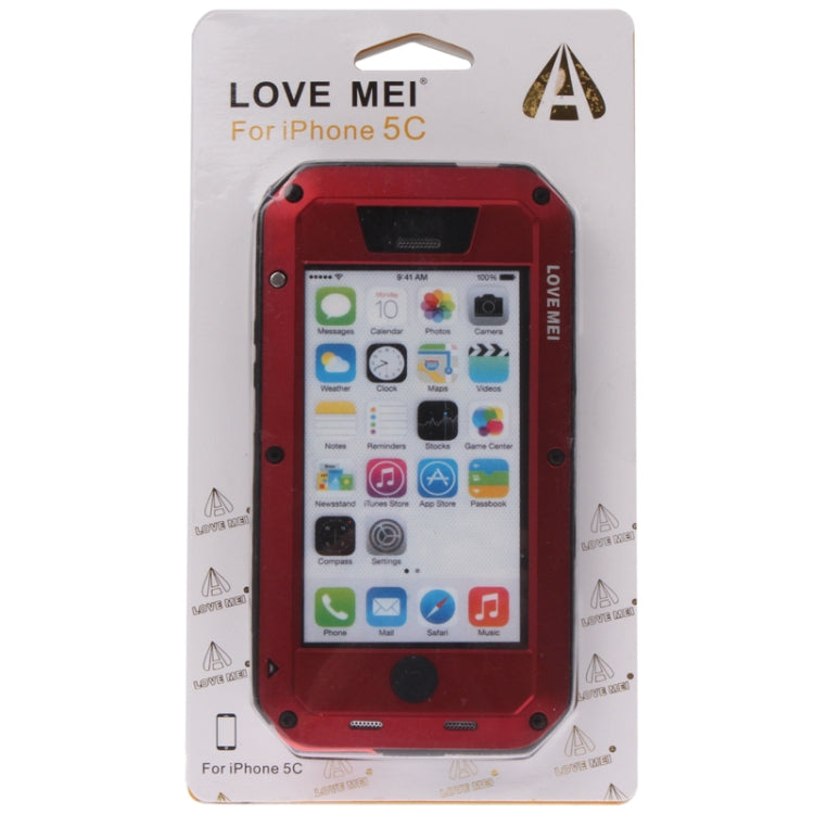 Metal Ultra-thin Rain Resistant / Waterproof, Sandproof, Snowproof, Dirtproof Protective Case for iPhone 5C(Red)