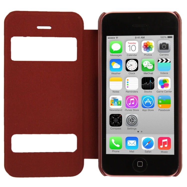 Cowhide Texture Flip Leather Case with Call Display ID for iPhone 5C