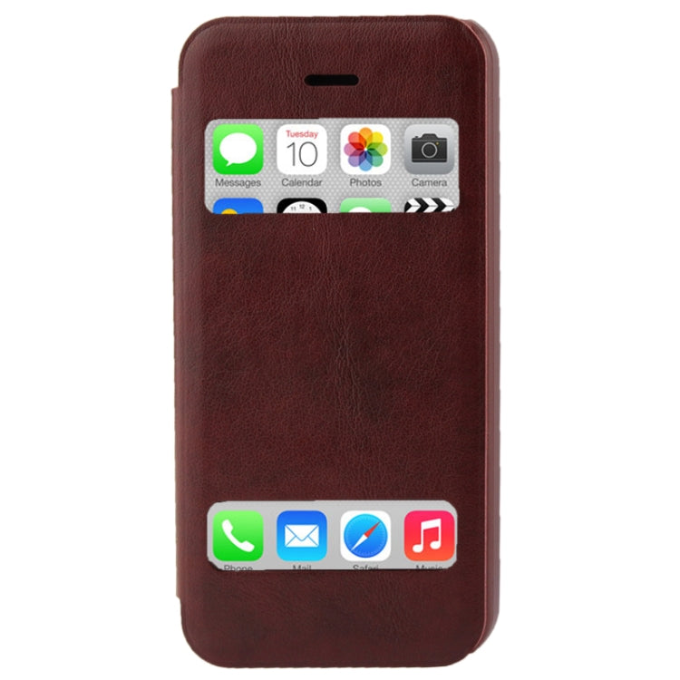 Cowhide Texture Flip Leather Case with Call Display ID for iPhone 5C