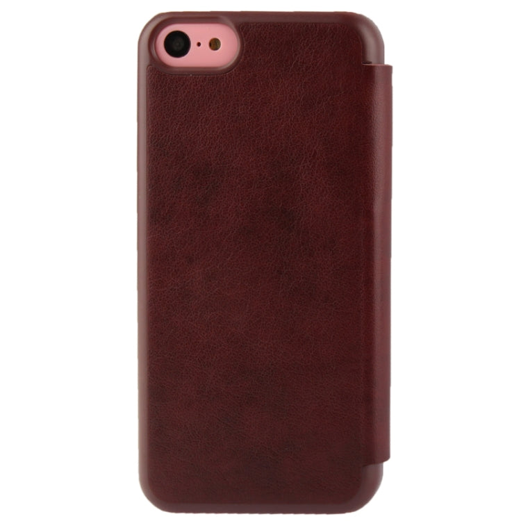 Cowhide Texture Flip Leather Case with Call Display ID for iPhone 5C