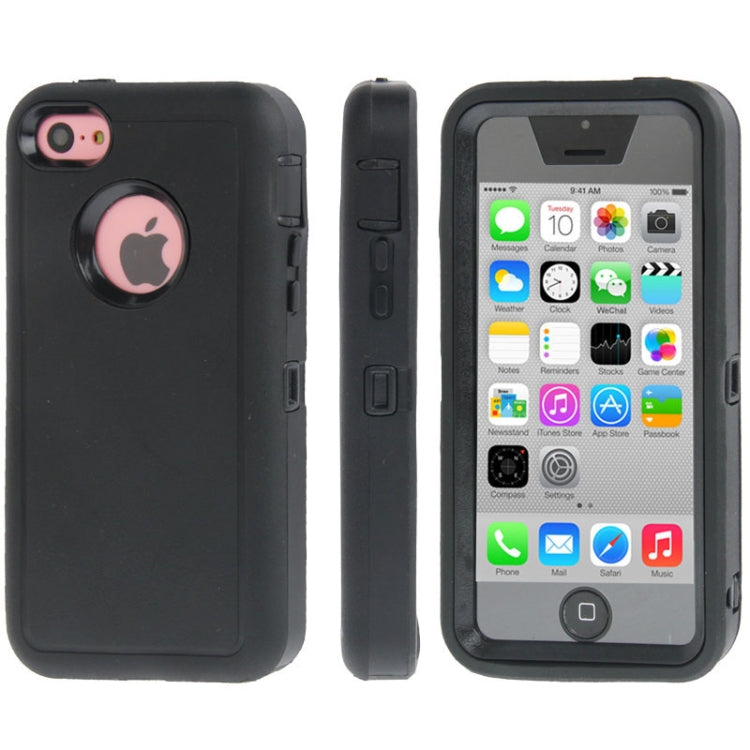 Plastic + Screen Protector + TPU Combination Case for iPhone 5C(Black)