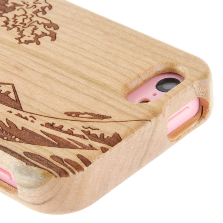 Woodcarving Wave Pattern Detachable Pinevood Material Case for iPhone 5C