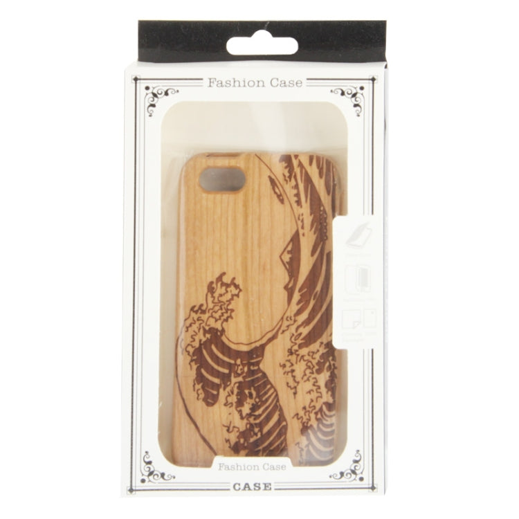 Woodcarving Wave Pattern Detachable Pinevood Material Case for iPhone 5C