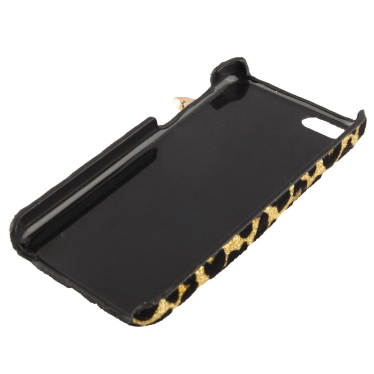 3D Pearl Bowknot Encrusted Leopard Pattern Shimmering Powder Plastic Case for iPhone 5C