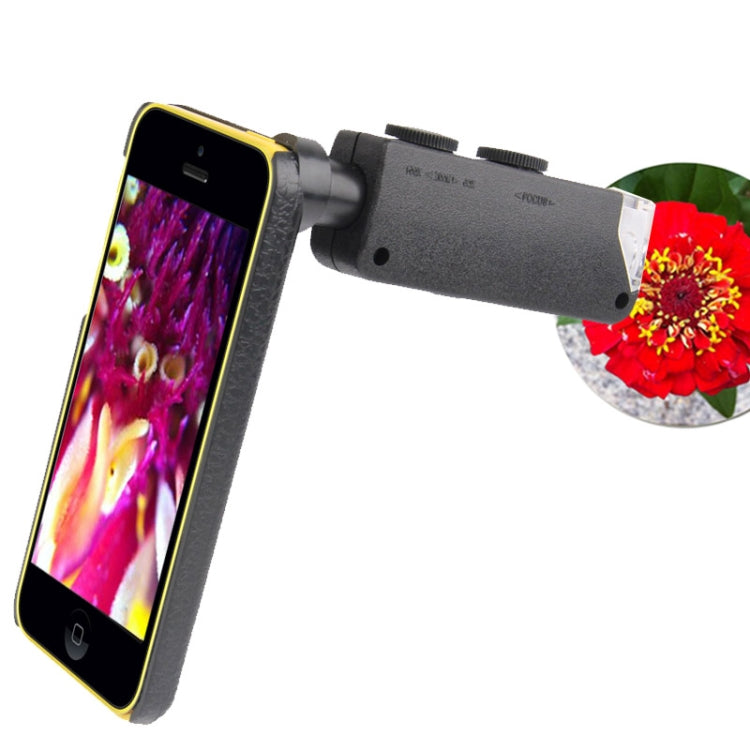 60-100X Zoom Digital Mobile Phone Microscope Magnifier with Plastic Case & LED Light for iPhone 5C