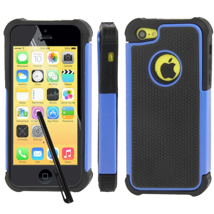 Honeycomb Texture Plastic + Silicone Combination Case with Screen Protector & Touch Pen for iPhone 5C