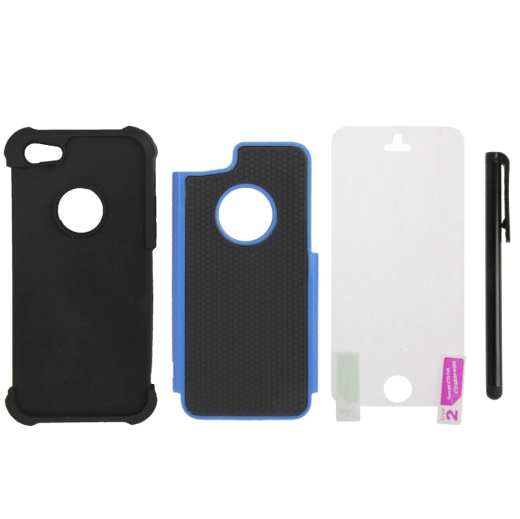 Honeycomb Texture Plastic + Silicone Combination Case with Screen Protector & Touch Pen for iPhone 5C