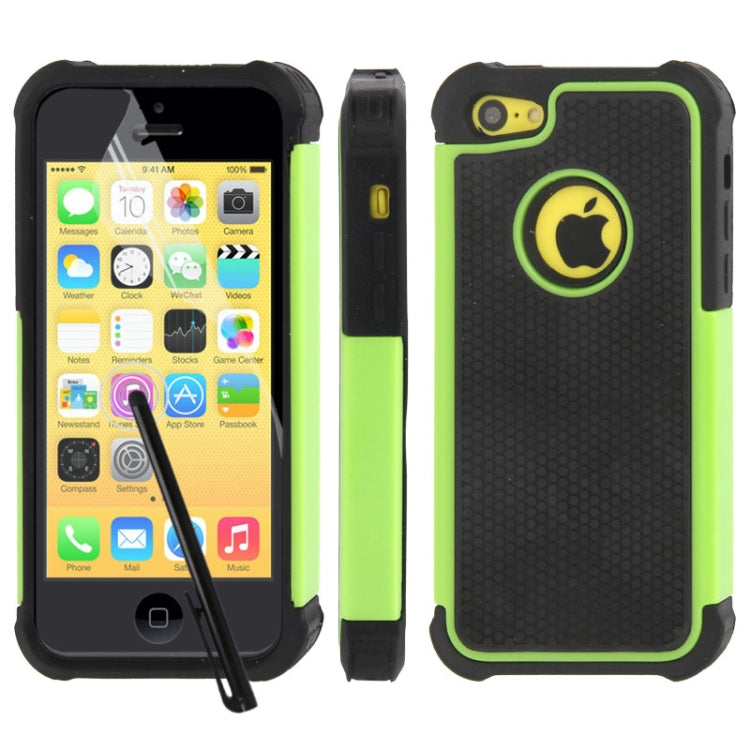 Honeycomb Texture Plastic + Silicone Combination Case with Screen Protector & Touch Pen for iPhone 5C
