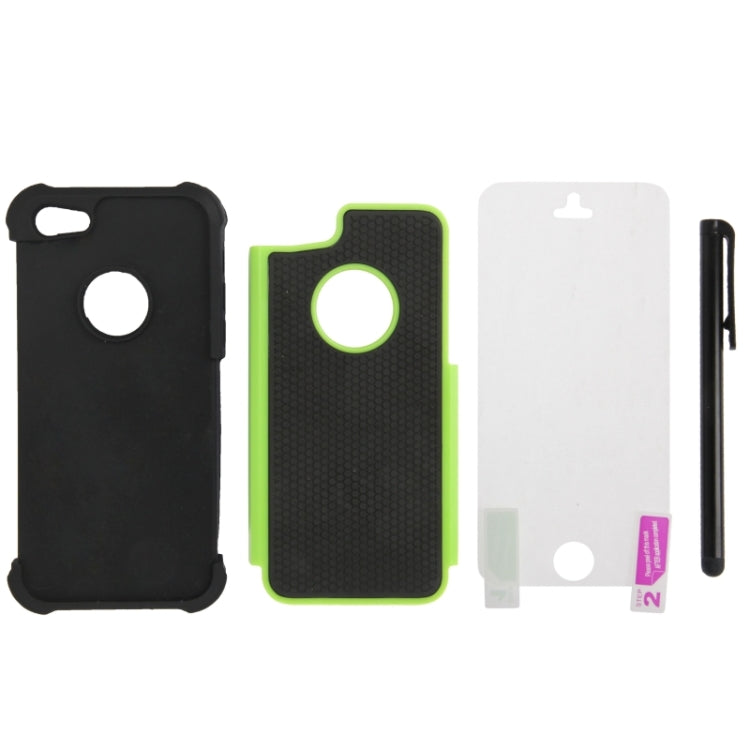 Honeycomb Texture Plastic + Silicone Combination Case with Screen Protector & Touch Pen for iPhone 5C
