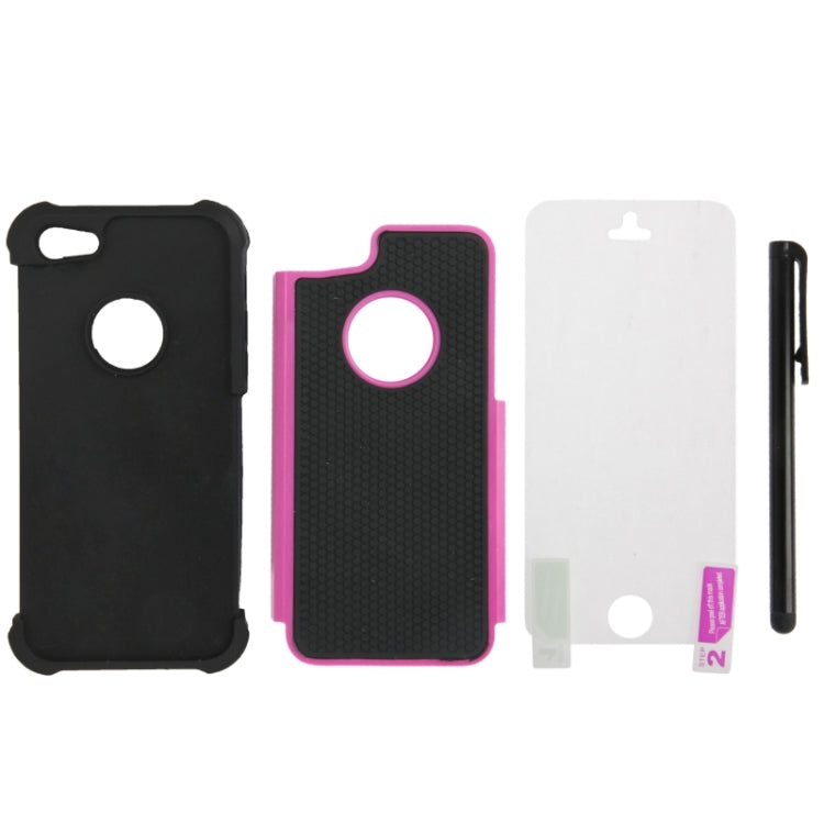 Honeycomb Texture Plastic + Silicone Combination Case with Screen Protector & Touch Pen for iPhone 5C