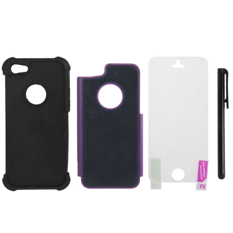 Honeycomb Texture Plastic + Silicone Combination Case with Screen Protector & Touch Pen for iPhone 5C