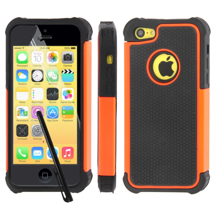 Honeycomb Texture Plastic + Silicone Combination Case with Screen Protector & Touch Pen for iPhone 5C