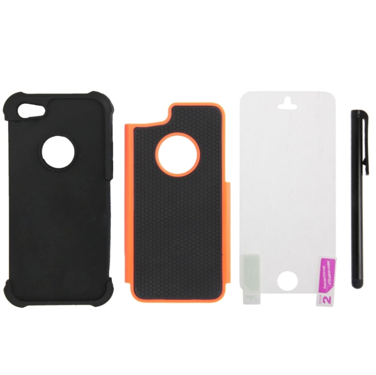 Honeycomb Texture Plastic + Silicone Combination Case with Screen Protector & Touch Pen for iPhone 5C