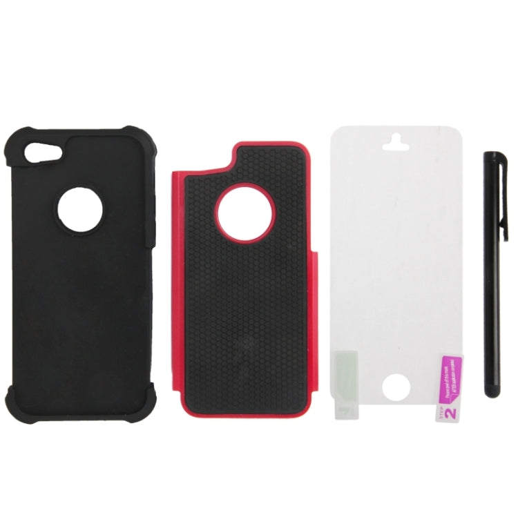 Honeycomb Texture Plastic + Silicone Combination Case with Screen Protector & Touch Pen for iPhone 5C