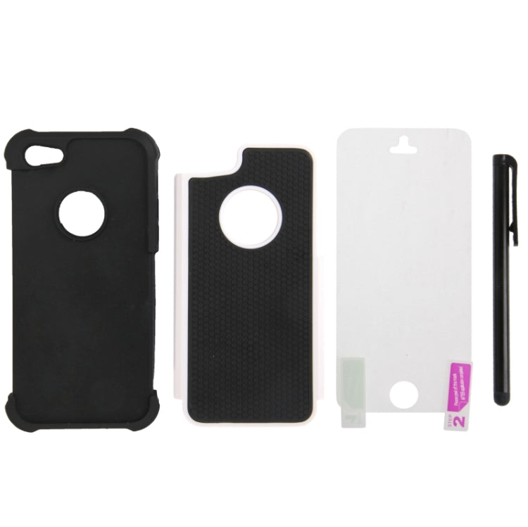 Honeycomb Texture Plastic + Silicone Combination Case with Screen Protector & Touch Pen for iPhone 5C