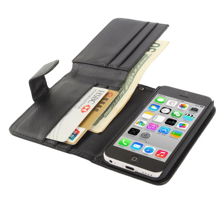 Litchi Texture Leather Case with Wallet & Lanyard for iPhone 5C