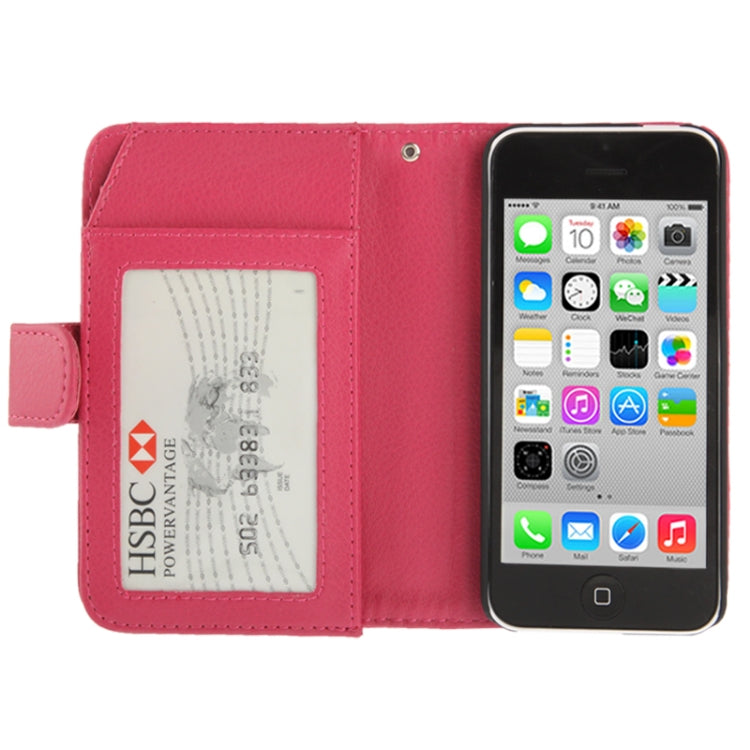 Litchi Texture Leather Case with Wallet & Lanyard for iPhone 5C