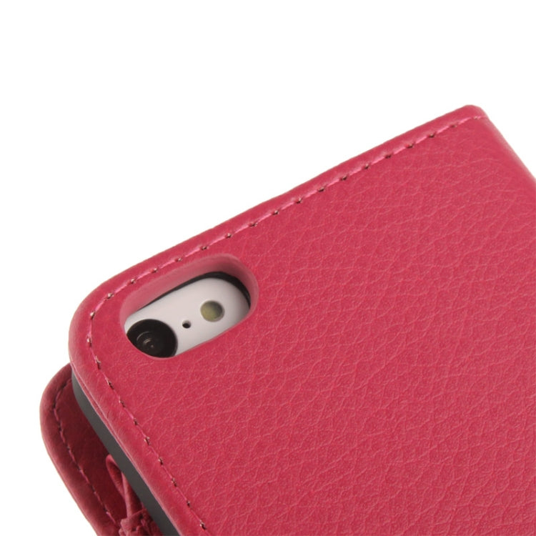 Litchi Texture Leather Case with Wallet & Lanyard for iPhone 5C