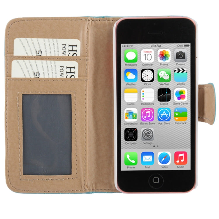 Plaid Texture Leather Case with Credit Card Slots & Holder for iPhone 5C