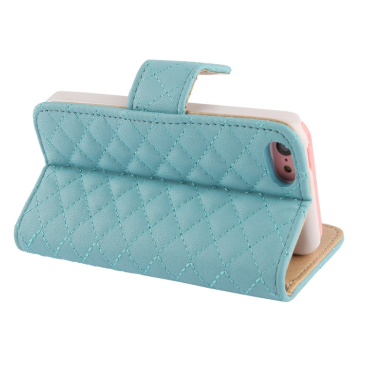 Plaid Texture Leather Case with Credit Card Slots & Holder for iPhone 5C