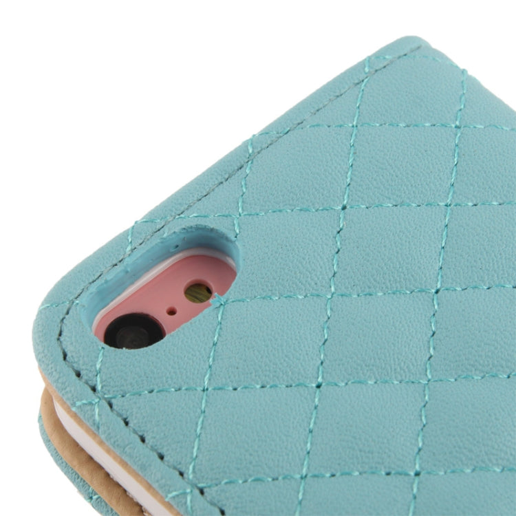 Plaid Texture Leather Case with Credit Card Slots & Holder for iPhone 5C