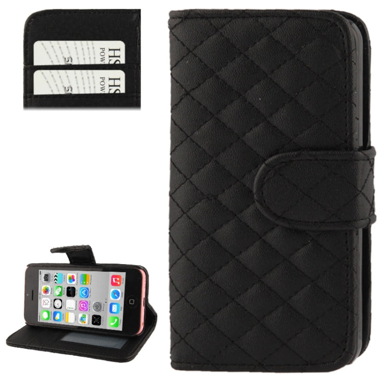 Plaid Texture Leather Case with Credit Card Slots & Holder for iPhone 5C