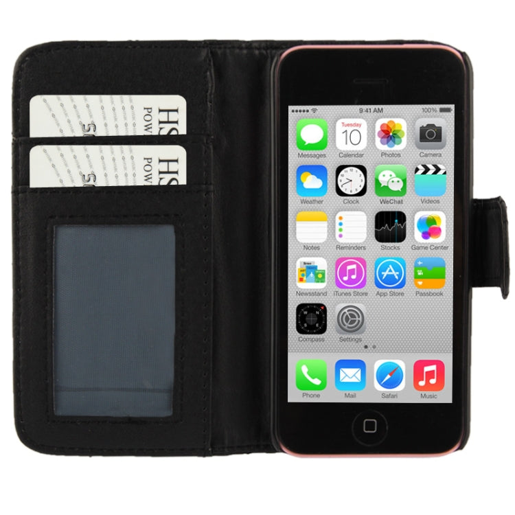 Plaid Texture Leather Case with Credit Card Slots & Holder for iPhone 5C