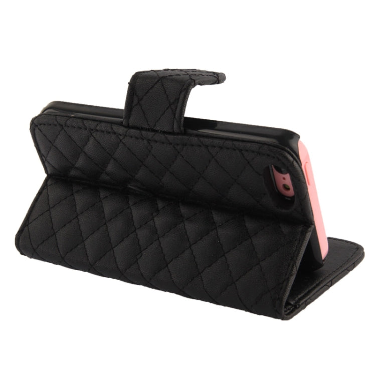 Plaid Texture Leather Case with Credit Card Slots & Holder for iPhone 5C