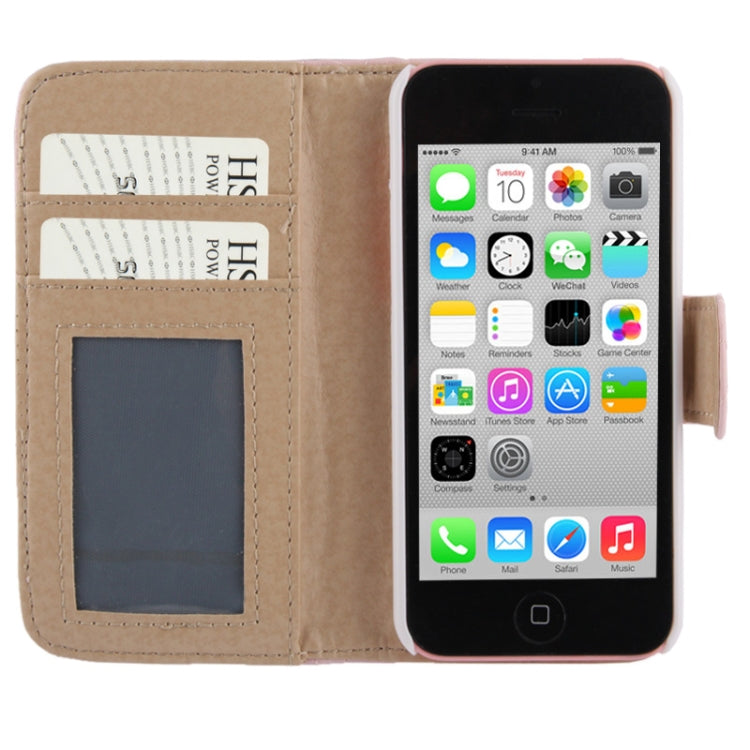 Plaid Texture Leather Case with Credit Card Slots & Holder for iPhone 5C