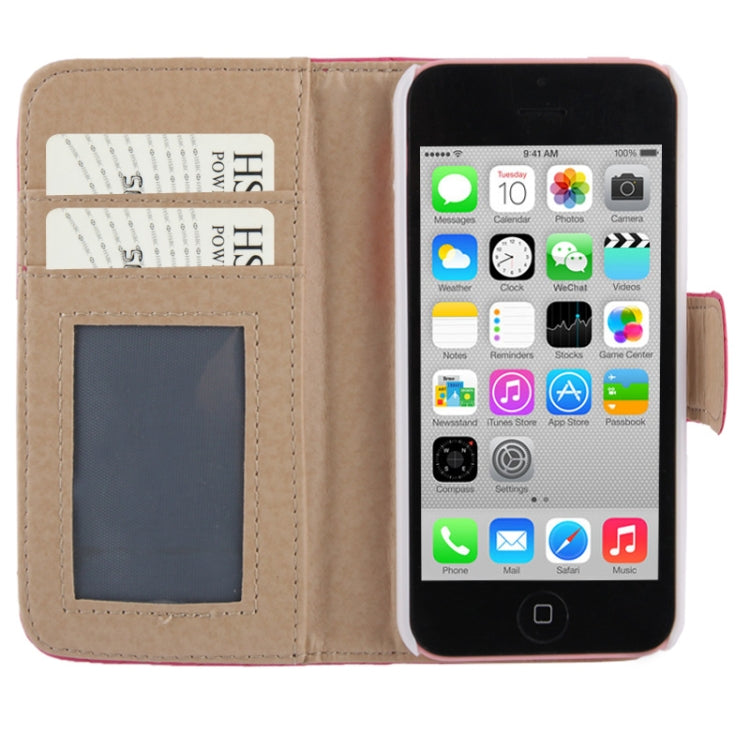 Plaid Texture Leather Case with Credit Card Slots & Holder for iPhone 5C