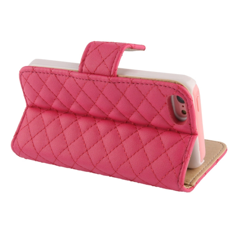 Plaid Texture Leather Case with Credit Card Slots & Holder for iPhone 5C