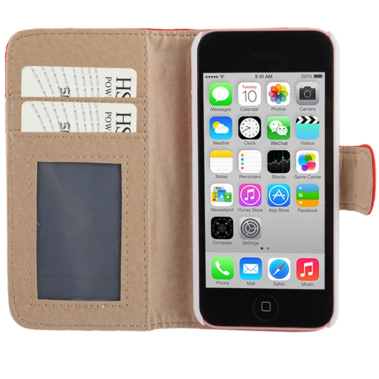 Plaid Texture Leather Case with Credit Card Slots & Holder for iPhone 5C