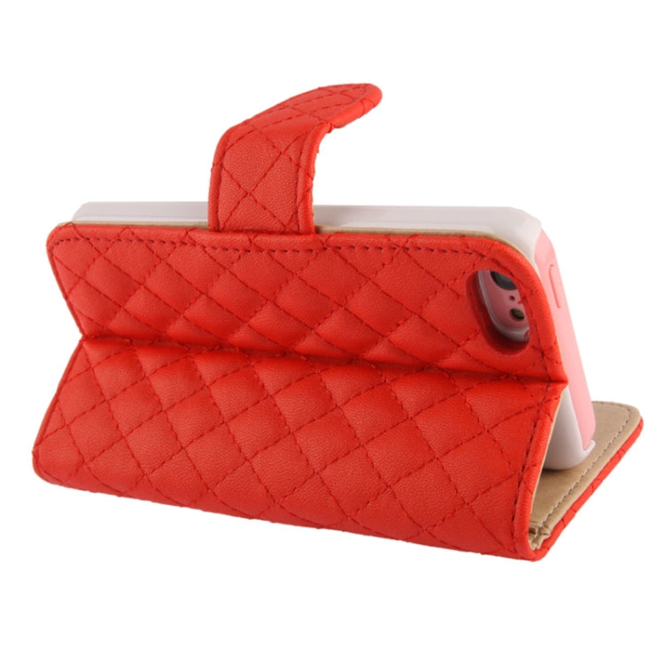 Plaid Texture Leather Case with Credit Card Slots & Holder for iPhone 5C
