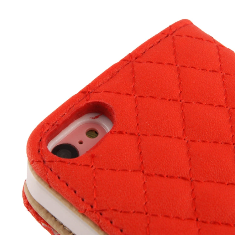 Plaid Texture Leather Case with Credit Card Slots & Holder for iPhone 5C
