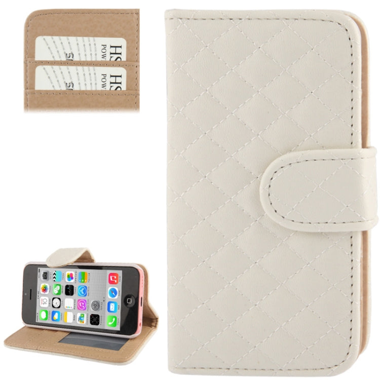 Plaid Texture Leather Case with Credit Card Slots & Holder for iPhone 5C